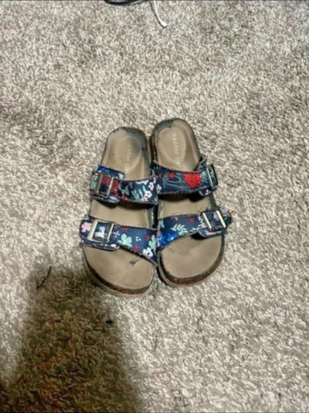 Madden Girl Floral Buckle Sandals in Blue & Black